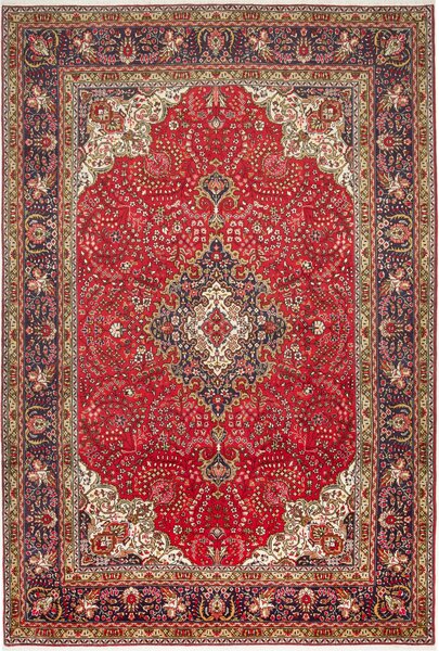 Tappeto Tabriz Persia Medaglione Rosso Blu 200x296 Cm
