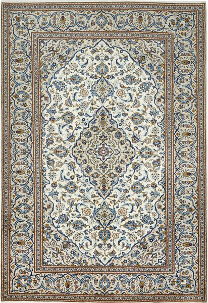Tappeto Kashan Persia Medaglione Avorio Blu 200x293 Cm