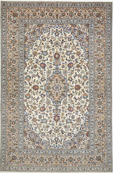 Tappeto Kashan Persia Medaglione Crema Blu 198x300 Cm