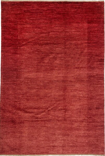 Tappeto Shayan Pakistan Tinta Unita Rosso Terracotta Vibrante 197x291 Cm