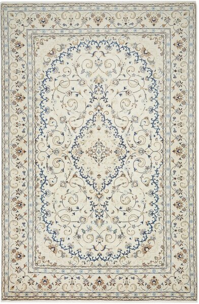 Tappeto Kashan Persia Medaglione Crema Blu 194x296 Cm