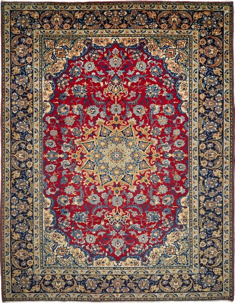 Tappeto Nadjafabad Persia Medaglione Rosso Blu 300x390 Cm