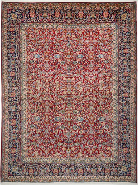 Tappeto Kerman Persia Floreale Rosso Blu 258x350 Cm
