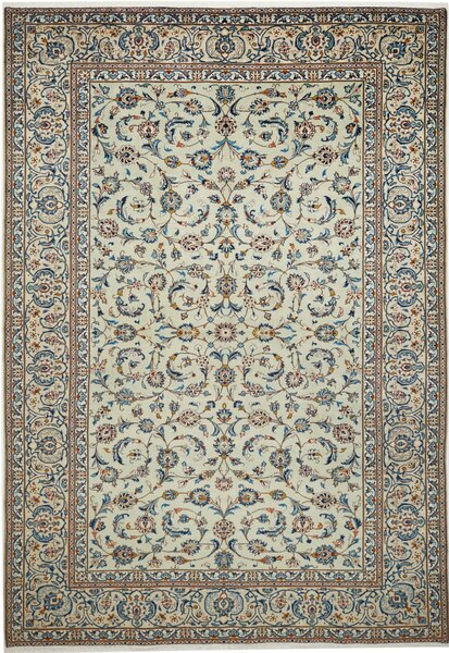 Tappeto Kashan Persia Floreale Crema Blu 243x350 Cm