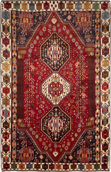 Tappeto Shiraz Persia Geometrico Rosso Blu 188x290 Cm
