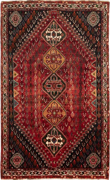Tappeto Shiraz Persia Astratto Rosso Nero 167x273 Cm