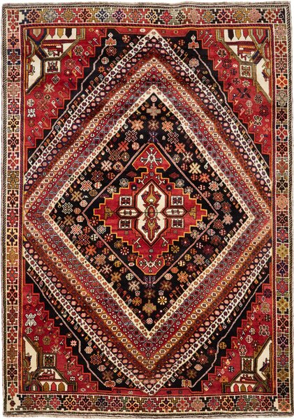 Tappeto Shiraz Persia Geometrico Rosso Nero 180x260 Cm
