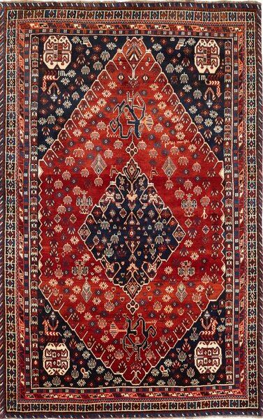 Tappeto Shiraz Persia Medaglione Rosso Blu 170x272 Cm