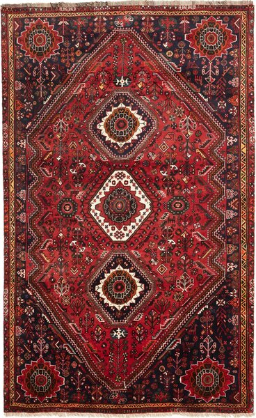Tappeto Shiraz Persia Geometrico Rosso Blu Notte 168x273 Cm