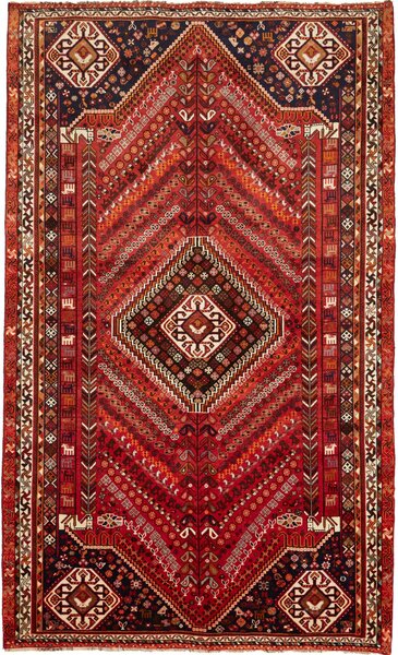 Tappeto Shiraz Persia Geometrico Rosso Blu Notte 180x295 Cm