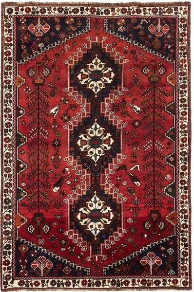 Tappeto Shiraz Persia Geometrico Rosso Blu 173x259 Cm