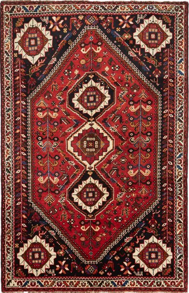 Tappeto Shiraz Persia Geometrico Rosso Nero 168x260 Cm