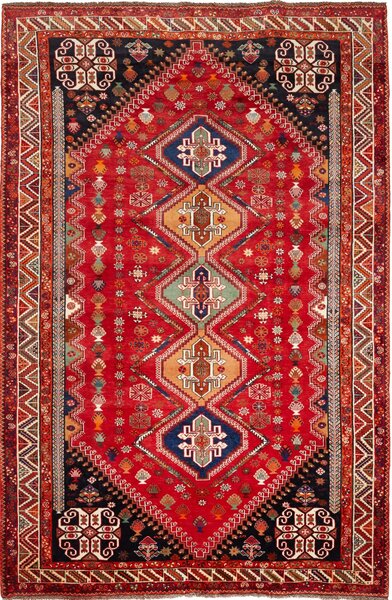 Tappeto Shiraz Persia Geometrico Rosso Blu 178x270 Cm