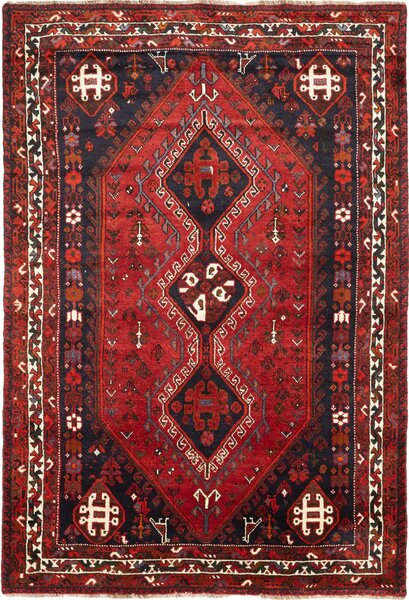 Tappeto Shiraz Persia Geometrico Rosso Blu Scuro 170x250 Cm