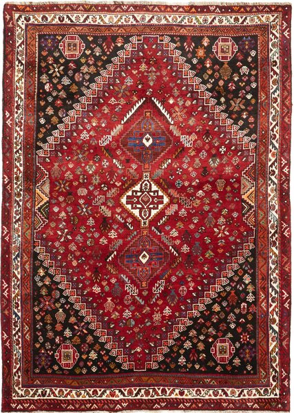 Tappeto Shiraz Persia Astratto Rosso Nero 175x250 Cm