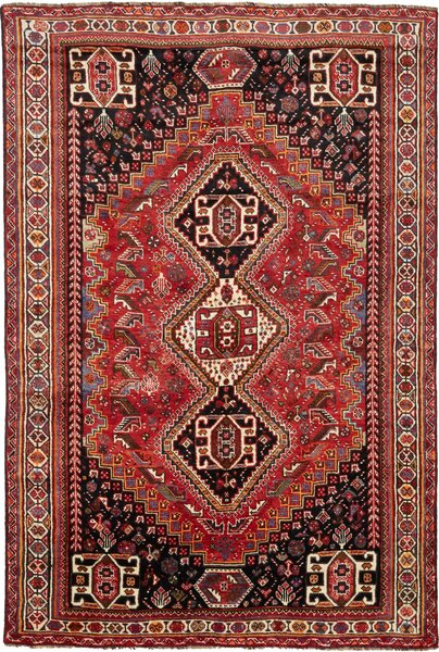 Tappeto Shiraz Persia Geometrico Rosso Nero 170x260 Cm