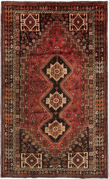Tappeto Shiraz Persia Astratto Rosso Marrone 165x268 Cm