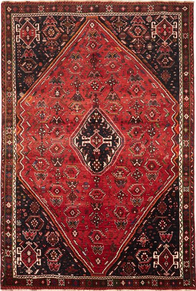 Tappeto Shiraz Persia Geometrico Rosso Nero 180x268 Cm