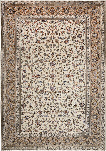 Tappeto Kashan Persia Medaglione Avorio Beige 258x367 Cm