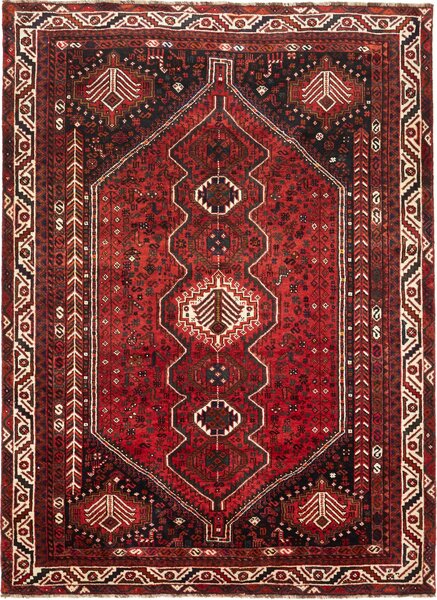 Tappeto Shiraz Persia Geometrico Rosso Nero 169x262 Cm