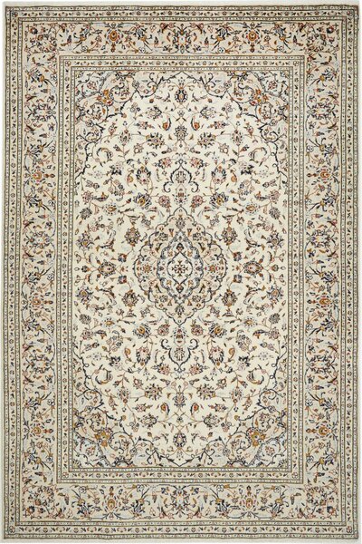 Tappeto Kashan Persia Medaglione Avorio Blu 200x302 Cm