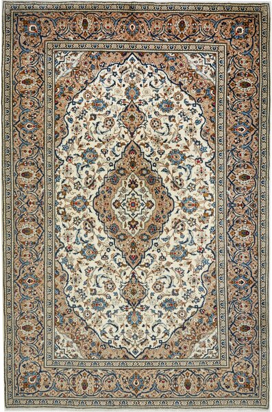 Tappeto Kashan Persia Medaglione Beige Blu 200x308 Cm