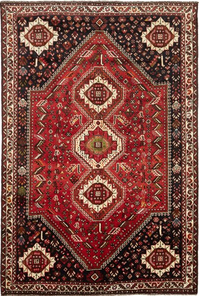 Tappeto Shiraz Persia Geometrico Rosso Blu 173x260 Cm