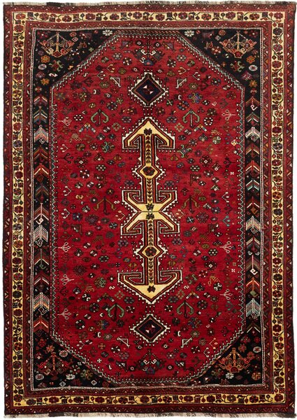 Tappeto Shiraz Persia Geometrico Rosso Nero 177x250 Cm