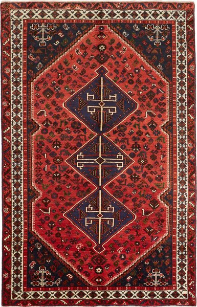 Tappeto Shiraz Persia Geometrico Rosso Blu 160x258 Cm
