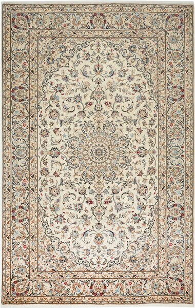 Tappeto Kashan Persia Medaglione Crema Blu 197x308 Cm