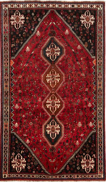 Tappeto Shiraz Persia Medaglione Rosso Nero 163x275 Cm