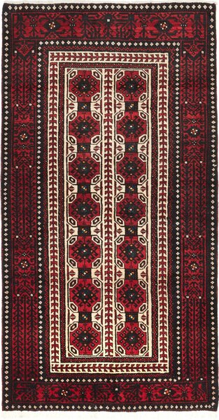 Tappeto Baluch Persia Geometrico Rosso Scuro Nero 101x193 Cm