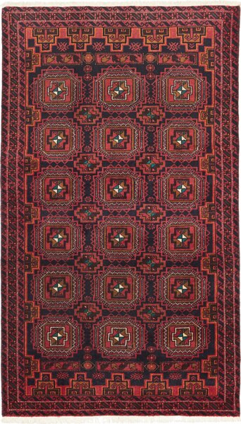 Tappeto Baluch Persia Astratto Nero Rosso 101x185 Cm