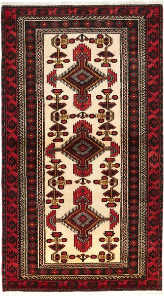 Tappeto Baluch Persia Astratto Rosso Crema 108x194 Cm