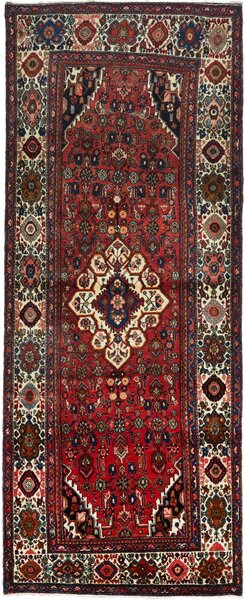 Tappeto Hosseinabad Persia Medaglione Rosso Crema 137x350 Cm