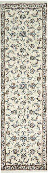 Tappeto Nain Kashmar Persia Floreale Avorio Azzurro 78x290 Cm