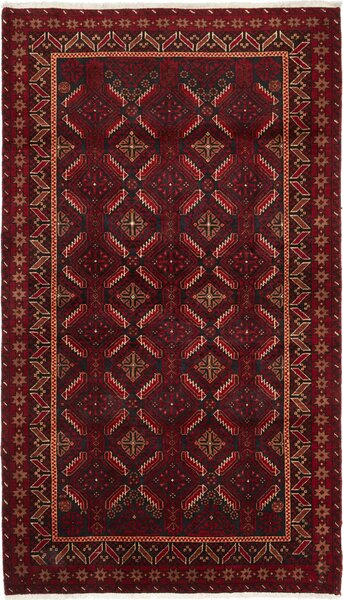 Tappeto Baluch Persia Geometrico Rosso Blu Scuro 107x198 Cm
