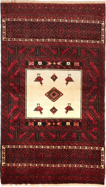 Tappeto Baluch Persia Geometrico Rosso Crema 110x190 Cm