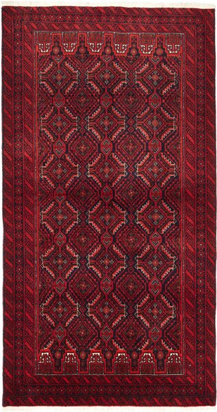 Tappeto Baluch Persia Geometrico Rosso Bordeaux Blu 107x200 Cm