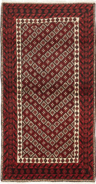 Tappeto Baluch Persia Astratto Rosso Scuro Nero 98x188 Cm