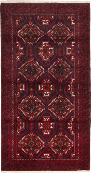 Tappeto Baluch Persia Astratto Bordeaux Blu Notte 110x202 Cm