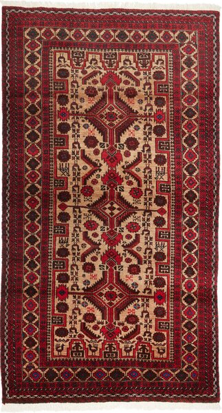 Tappeto Baluch Persia Geometrico Beige Rosso 96x181 Cm