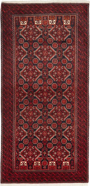 Tappeto Baluch Persia Astratto Rosso Scuro Blu Notte 100x205 Cm