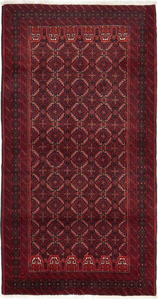 Tappeto Baluch Persia Geometrico Rosso Bordeaux 110x207 Cm