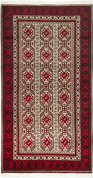Tappeto Baluch Persia Astratto Rosso Crema 98x185 Cm