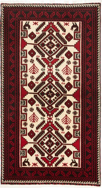 Tappeto Baluch Persia Geometrico Crema Rosso 97x180 Cm