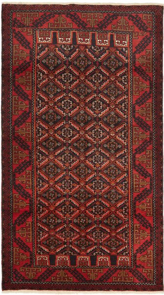 Tappeto Baluch Persia Geometrico Rosso Blu 100x182 Cm