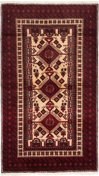 Tappeto Baluch Persia Astratto Rosso Bordeaux Crema 105x184 Cm