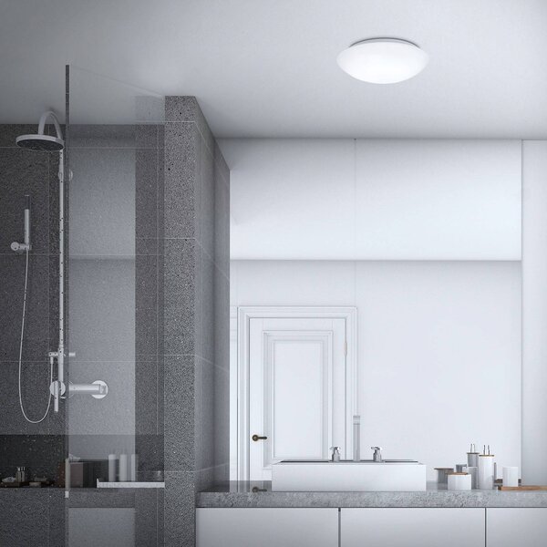 Briloner Plafoniera con sensore di movimento Elipso, Bianco / Opale, Bagno, Plastica, Moderno, Plafoniera