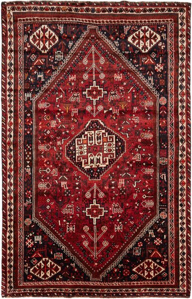 Tappeto Shiraz Persia Medaglione Rosso Blu Scuro 168x260 Cm